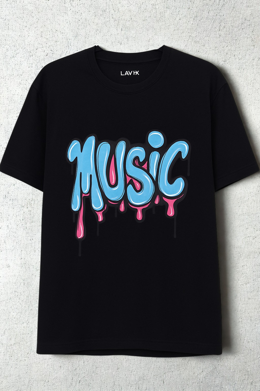 women Music Drip Oversized Tee