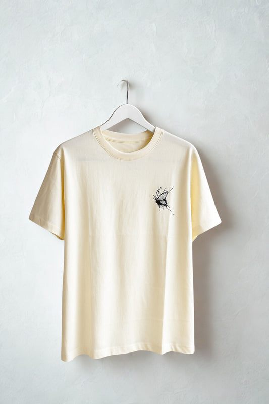 Women’s Minimal Butterfly Chest Print Cotton T-Shirt