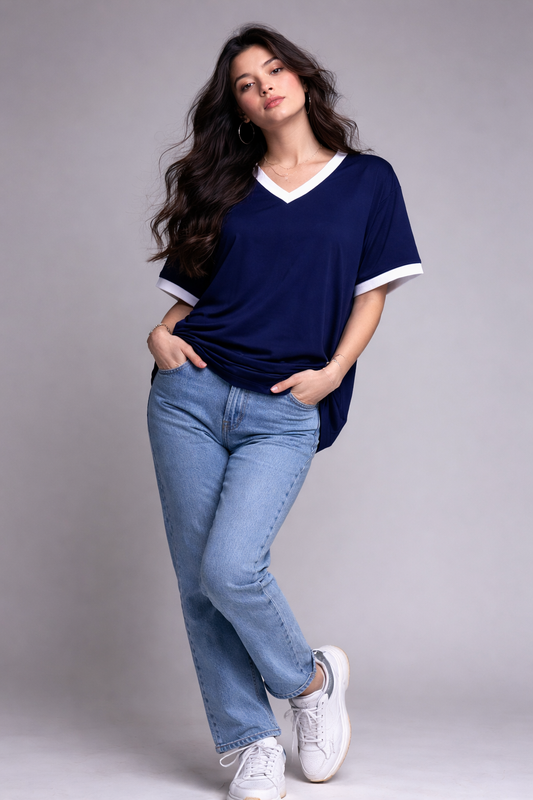 Women’s Navy V-Neck oversized t shirt
