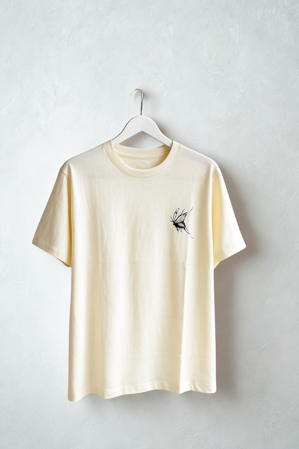 Women’s Minimal Butterfly Chest Print Cotton T-Shirt