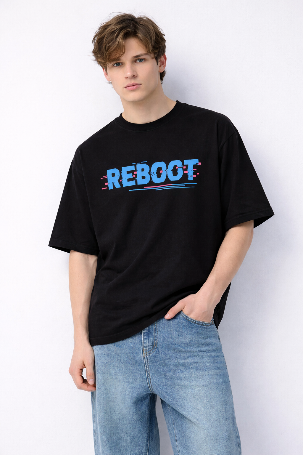 Men REBOOT”  Cotton Oversized T-Shirt